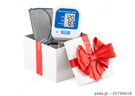 Gift box with digital tonometer, 3D rendering 35799018