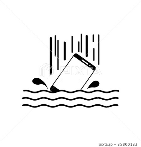 Smart phone drop into the water with splashes   35800133