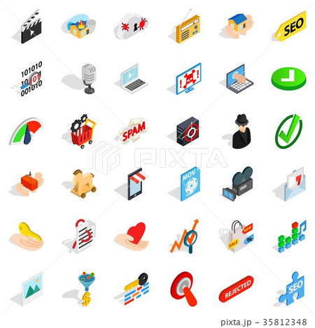 Cyber protection icons set, isometric style 35812348
