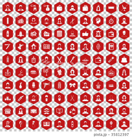 100 hairdresser icons hexagon red 100 hairdresser icons hexagon red 35812397