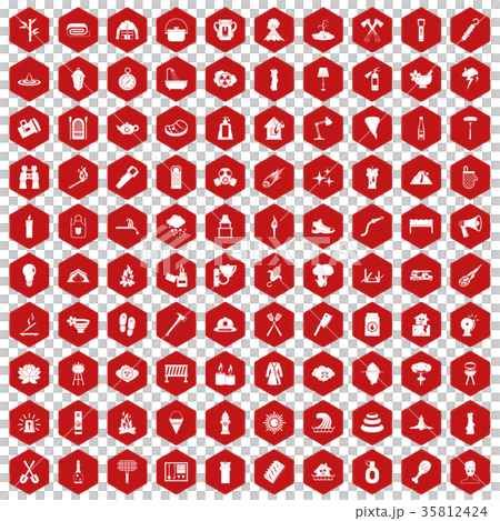 100 fire icons hexagon red 35812424