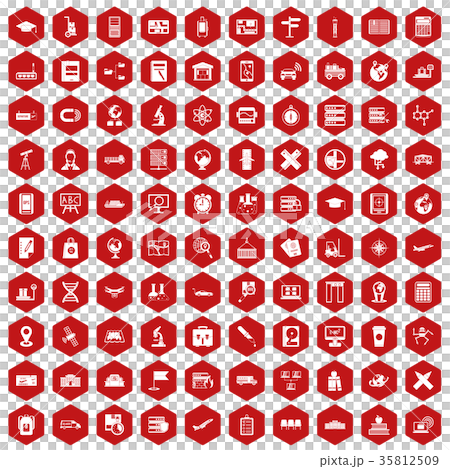 100 globe icons hexagon red 100 globe icons hexagon red 35812509