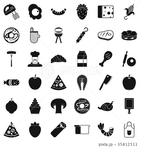 Tasty dish icons set, simple style Tasty dish icons set, simple style 35812511