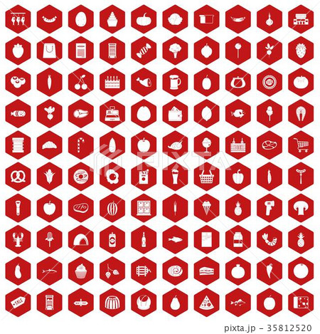 100 grocery shopping icons hexagon red 100 grocery shopping icons hexagon red 35812520