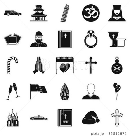 Kirk icons set, simple style Kirk icons set, simple style 35812672