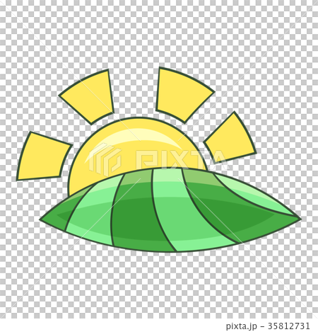 Morning sunrise icon, cartoon style Morning sunrise icon, cartoon style 35812731