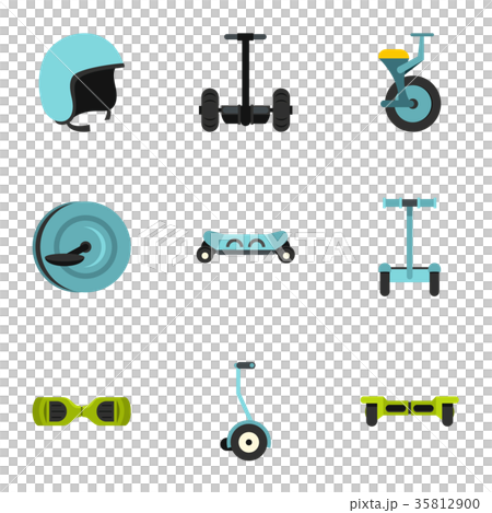 Self balancing scooter icon set, flat style Self balancing scooter icon set, flat style 35812900