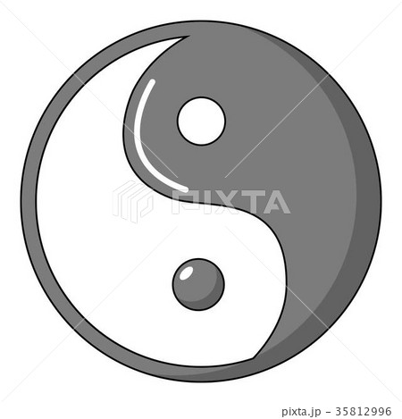 Yin yang symbol taoism icon, cartoon style 35812996