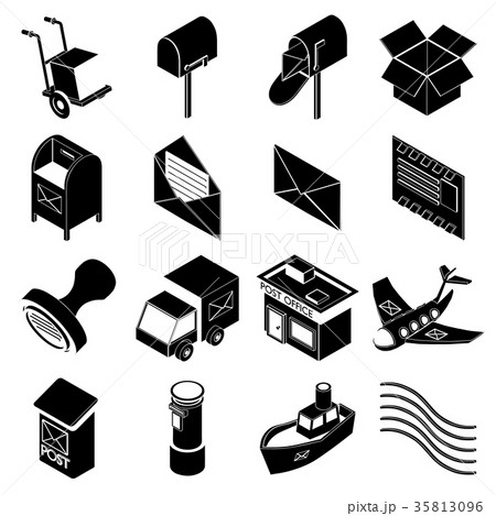 Poste service icons set, simple style 35813096