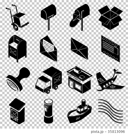 Poste service icons set, simple style 35813096