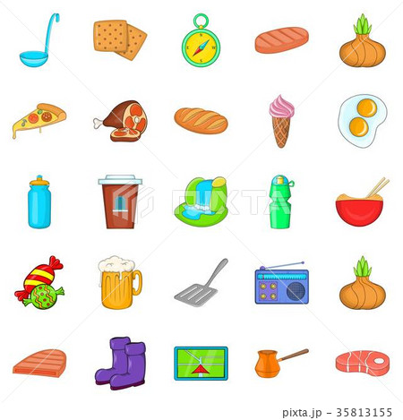 Wilderness area icons set, cartoon style 35813155