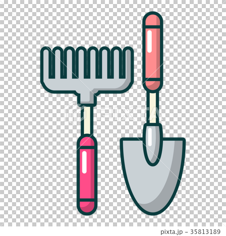Scoop and hand rake icon, cartoon style 35813189