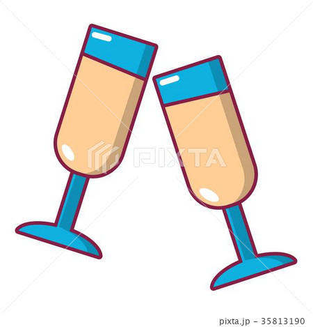 Glasses of champagne icon, cartoon style 35813190