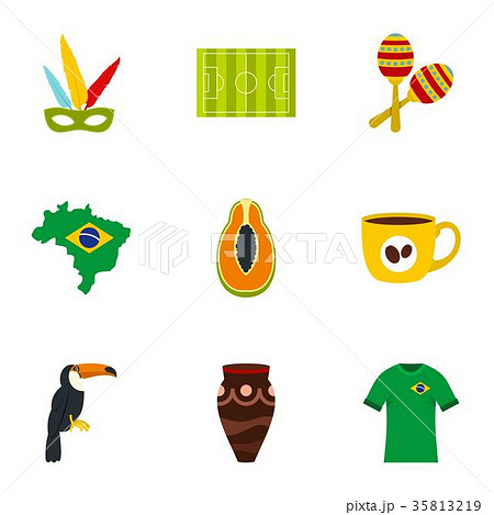 Brazil country icon set, flat style 35813219