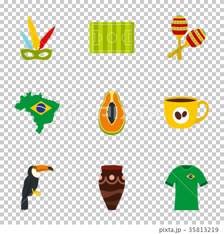Brazil country icon set, flat style 35813219
