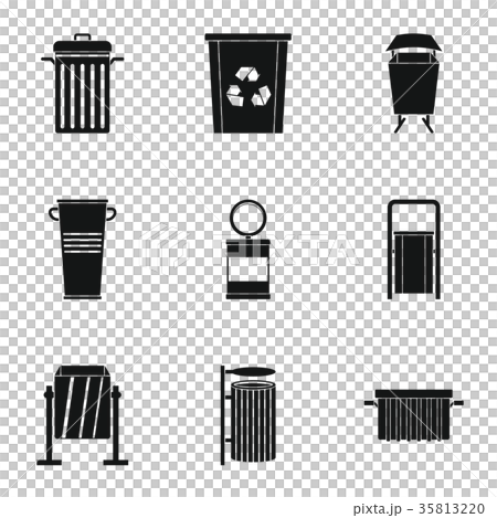 Garbage storage icon set, simple style Garbage storage icon set, simple style 35813220