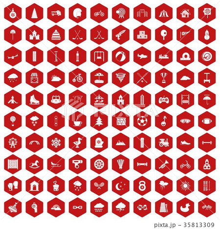 100 kids games icons hexagon red 100 kids games icons hexagon red 35813309