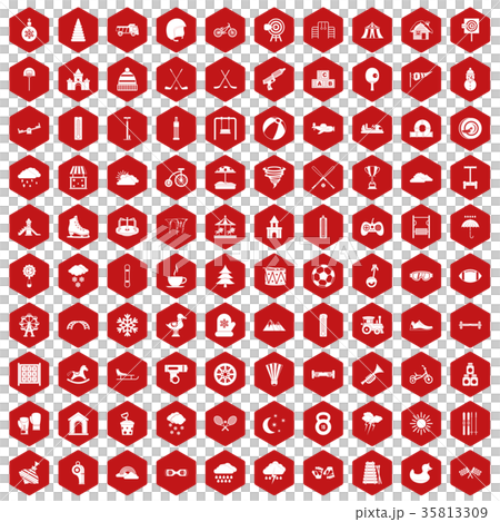 100 kids games icons hexagon red 100 kids games icons hexagon red 35813309