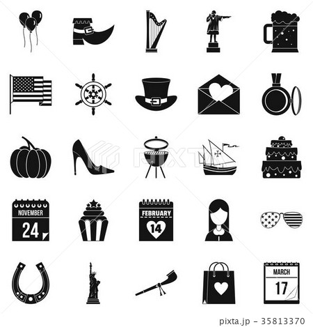 Calendar icons set, simple style Calendar icons set, simple style 35813370
