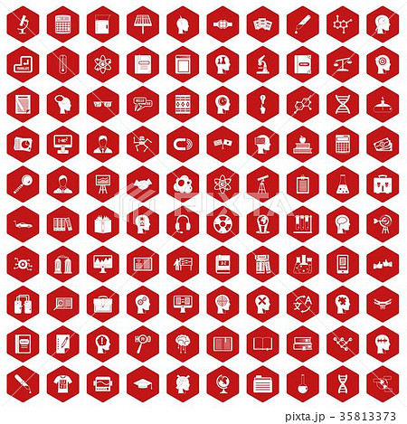 100 knowledge icons hexagon red 100 knowledge icons hexagon red 35813373