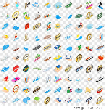 100 boat icons set, isometric 3d style 35813422