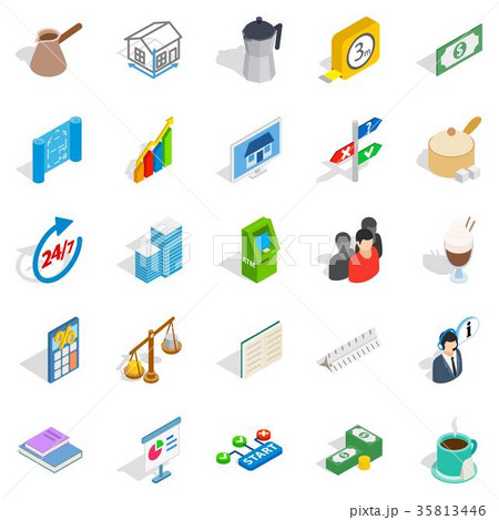 Business model icons set, isometric style 35813446