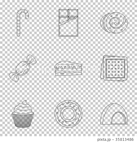 Sweet food icon set, outline style 35813486