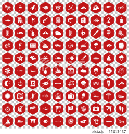 100 marine environment icons hexagon red 100 marine environment icons hexagon red 35813487