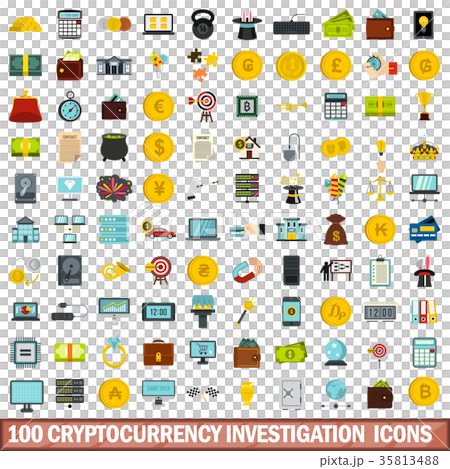 100 cryptocurrency investigation icons set 35813488