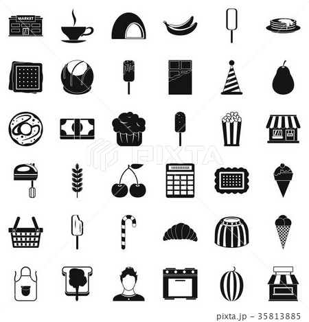 Sweet dish icons set, simple style Sweet dish icons set, simple style 35813885