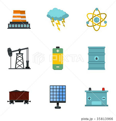 Power generation icon set, flat style Power generation icon set, flat style 35813966