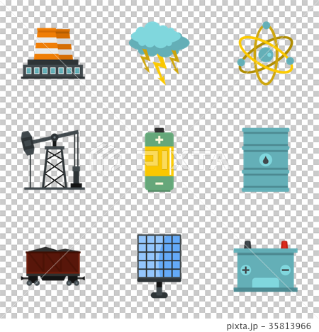 Power generation icon set, flat style Power generation icon set, flat style 35813966
