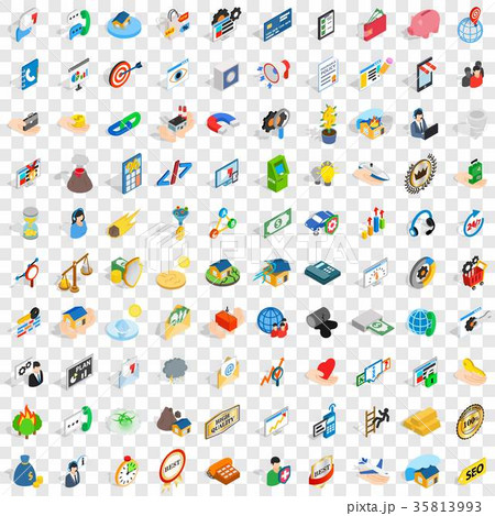 100 call center icons set, isometric 3d style 35813993