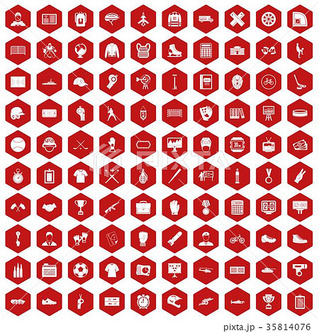 100 mens team icons hexagon red 35814076