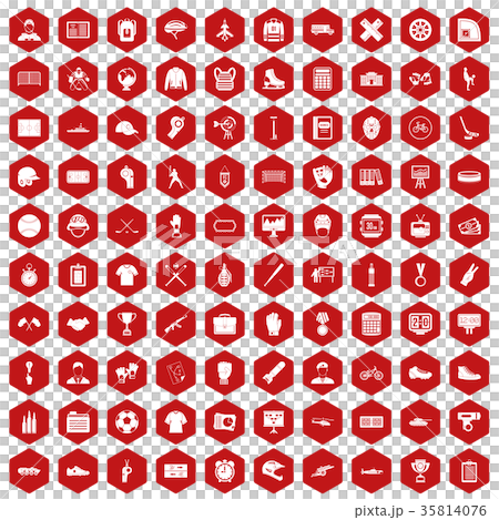 100 mens team icons hexagon red 35814076