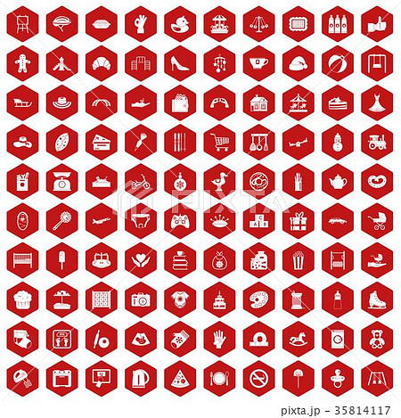 100 mother and child icons hexagon red 100 mother and child icons hexagon red 35814117
