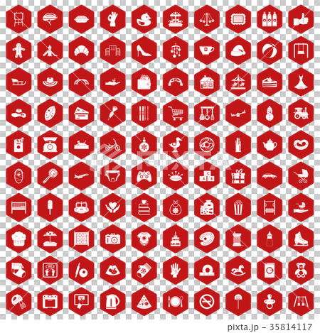 100 mother and child icons hexagon red 100 mother and child icons hexagon red 35814117