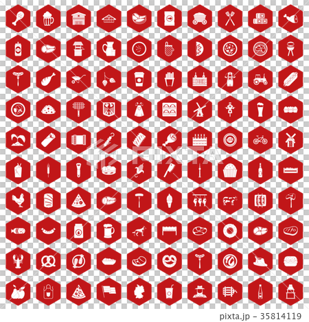 100 meat icons hexagon red 100 meat icons hexagon red 35814119