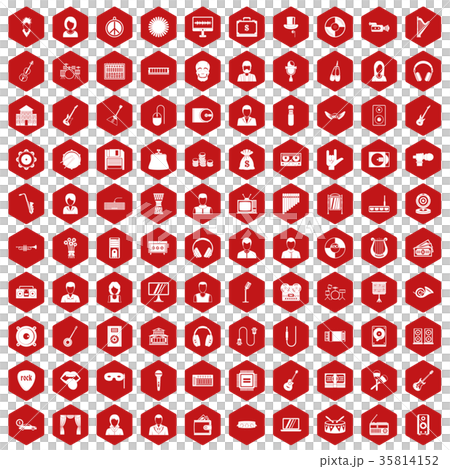 100 music icons hexagon red 100 music icons hexagon red 35814152