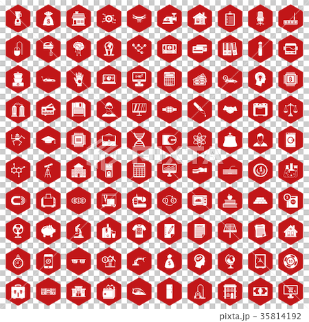 100 loans icons hexagon red 35814192