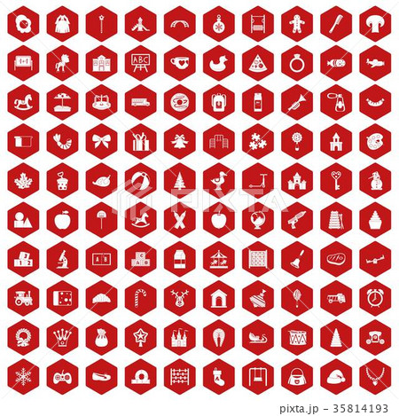 100 nursery school icons hexagon red 100 nursery school icons hexagon red 35814193