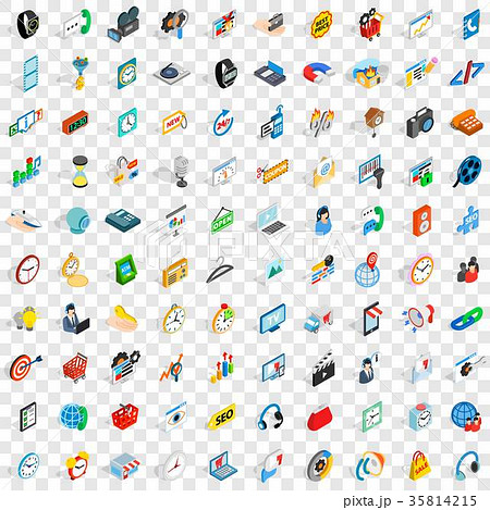 100 device icons set, isometric 3d style 35814215