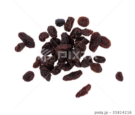 Dried raisins on white background 35814216