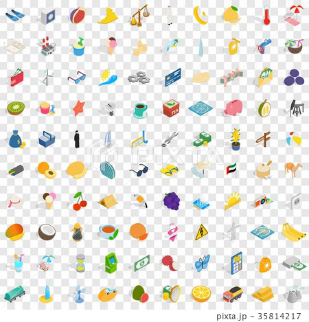 100 dubai icons set, isometric 3d style 35814217