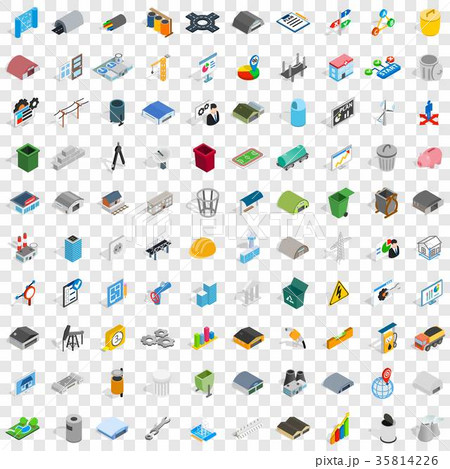 100 industry icons set, isometric 3d style 100 industry icons set, isometric 3d style 35814226