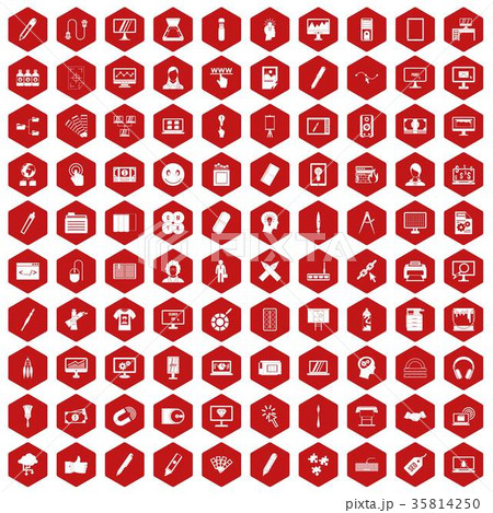 100 webdesign icons hexagon redのイラスト素材 [35814250] - PIXTA