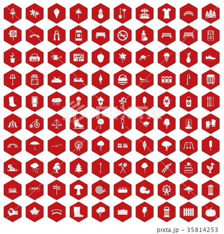 100 park icons hexagon red 100 park icons hexagon red 35814253