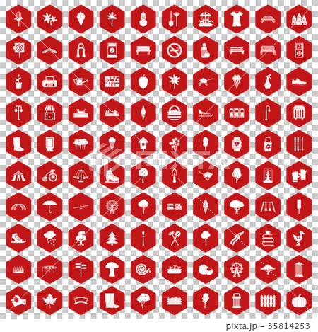 100 park icons hexagon red 100 park icons hexagon red 35814253