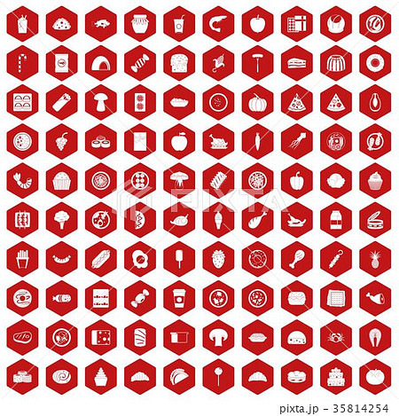 100 meal icons hexagon red 100 meal icons hexagon red 35814254