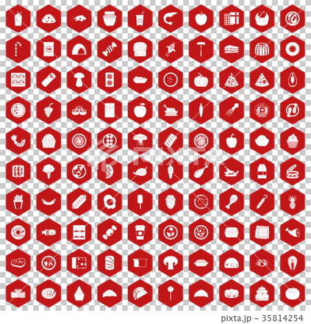 100 meal icons hexagon red 100 meal icons hexagon red 35814254